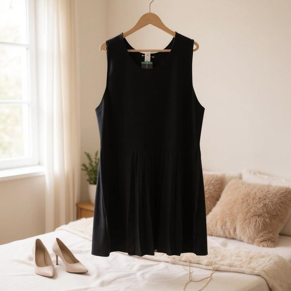 NWT Remi Bader for Edited Black Pleated Pullover Dress Women’s 3X Plus Size